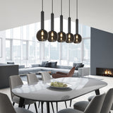 Clayton 5 Light Glass Chandelier – Matt Black