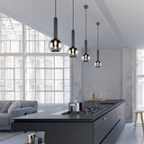 Clayton 5 Light Glass Chandelier – Matt Black
