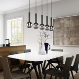 Clayton 5 Light Glass Chandelier – Matt Black