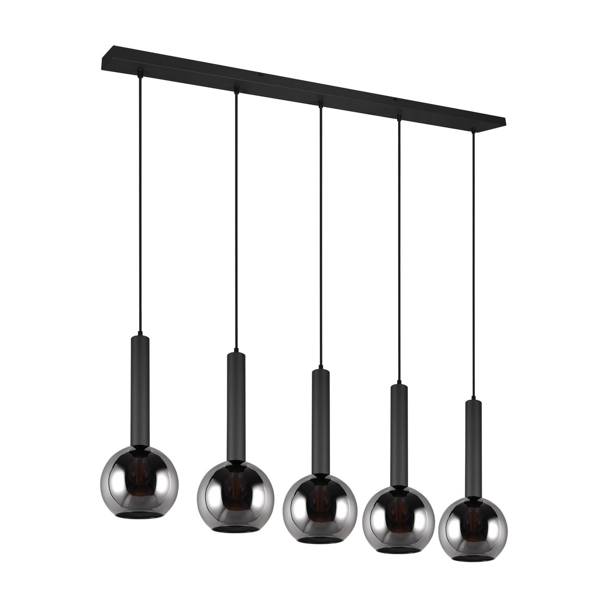 Clayton 5 Light Glass Chandelier – Matt Black