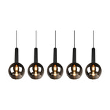Clayton 5 Light Glass Chandelier – Matt Black