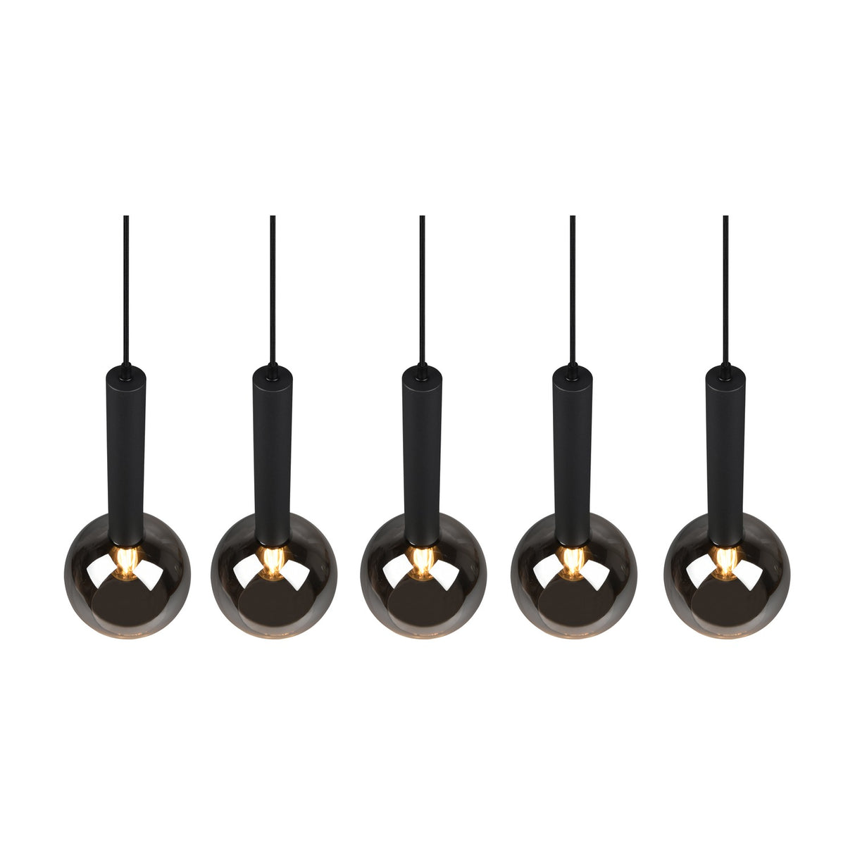 Clayton 5 Light Glass Chandelier – Matt Black