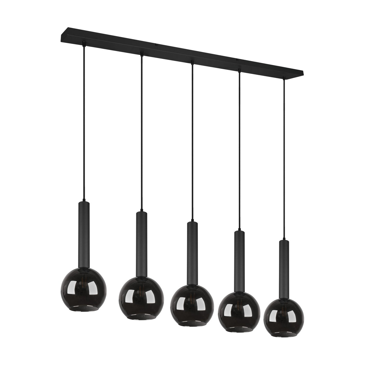 Clayton 5 Light Glass Chandelier – Matt Black