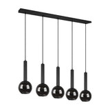 Clayton 5 Light Glass Chandelier – Matt Black