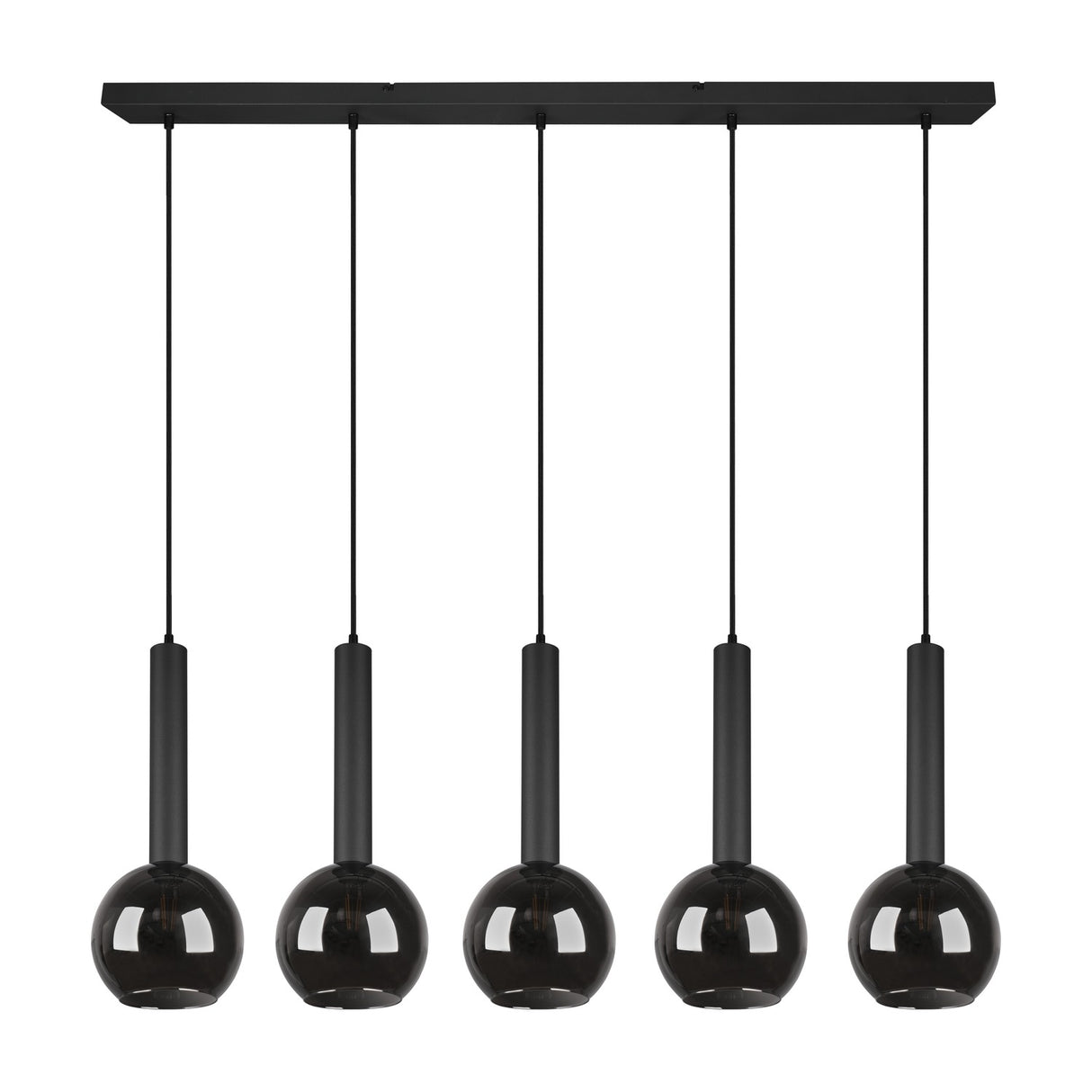 Clayton 5 Light Glass Chandelier – Matt Black