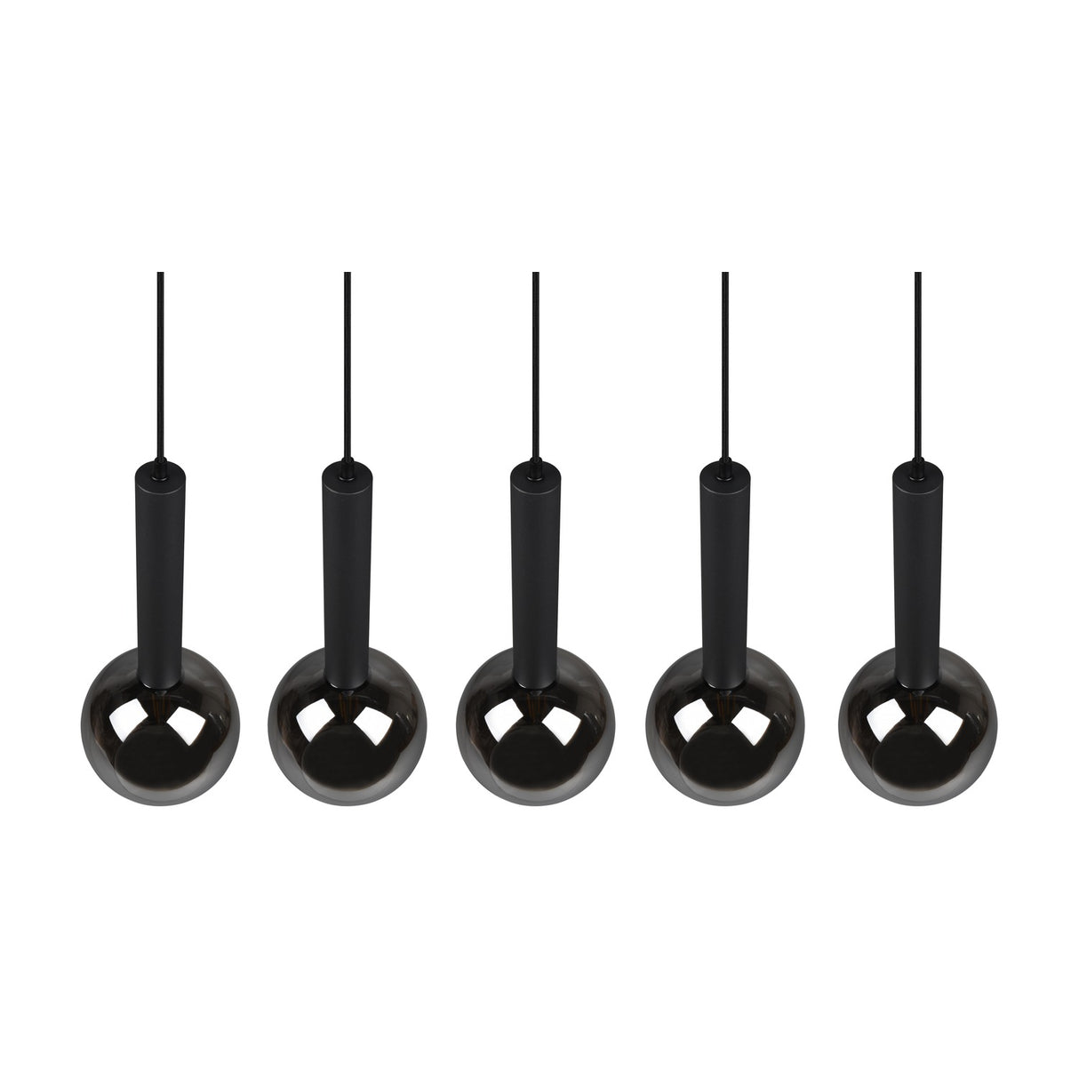 Clayton 5 Light Glass Chandelier – Matt Black