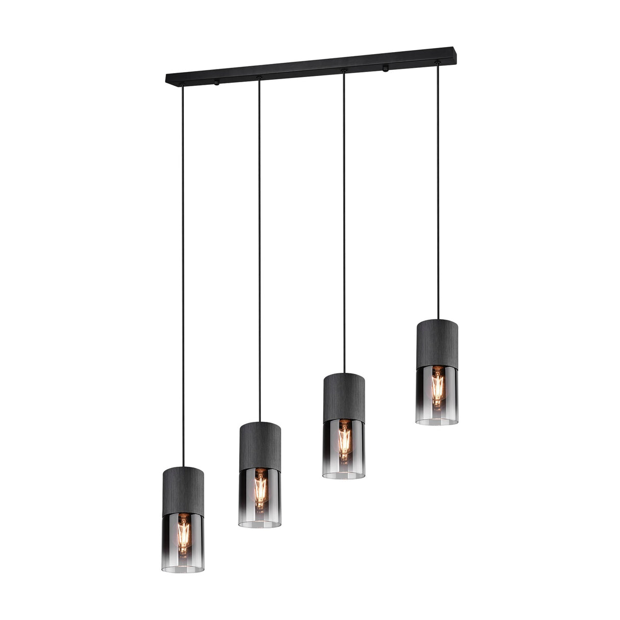 Robin 4 Light Glass Chandelier – Matt Black