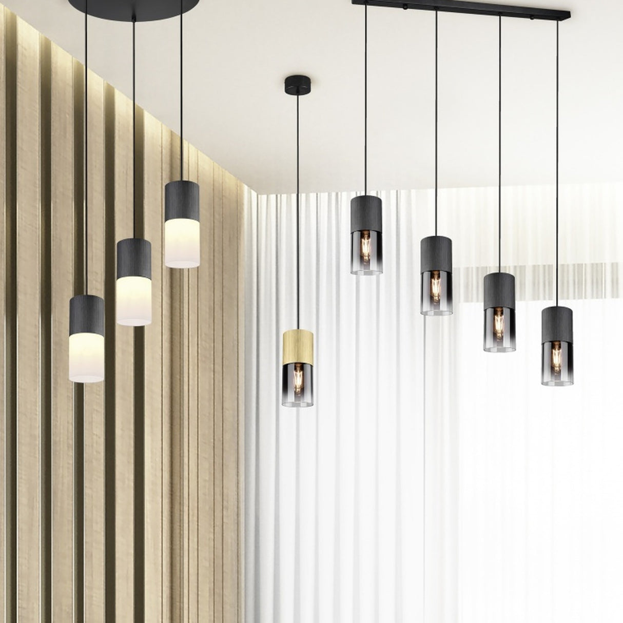 Robin 4 Light Glass Chandelier – Matt Black
