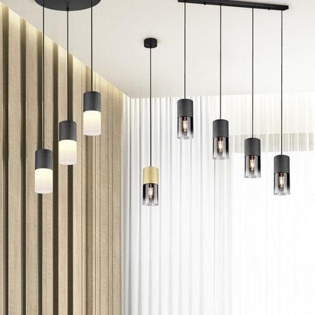 Robin 4 Light Glass Chandelier – Matt Black