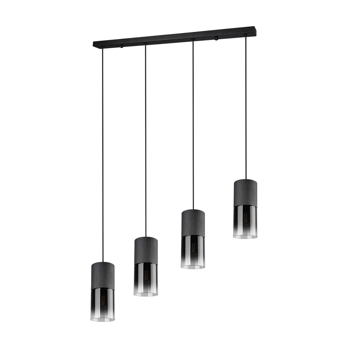 Robin 4 Light Glass Chandelier – Matt Black