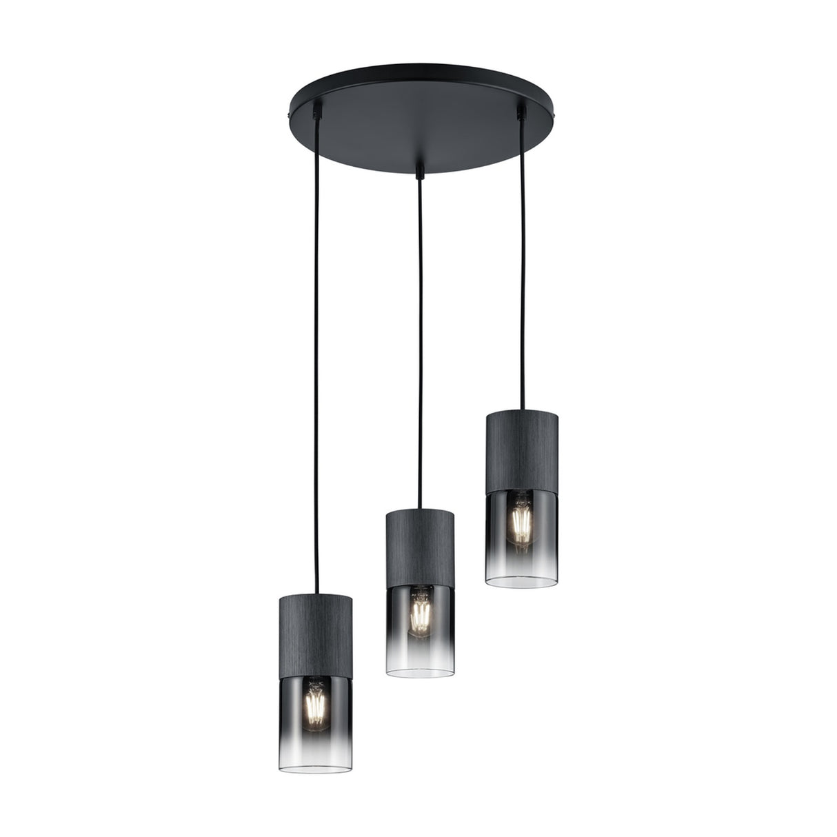 Robin 3 Light Glass Chandelier – Matt Black