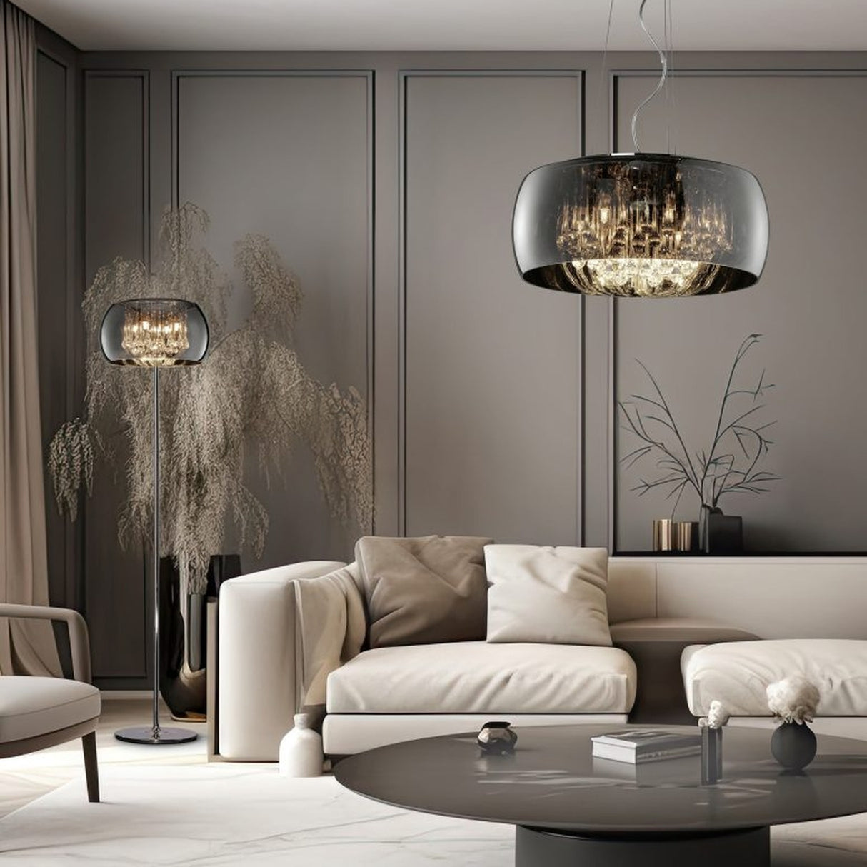Vapore 6 Light Glass Chandelier – Chrome