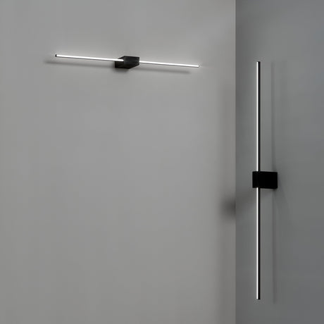 Product Description: The Helion LED Picture Light 20.5W 3000K in Black, measuring 115cm, offers a minimalist wall installation with its sleek design. Featuring one horizontal and one vertical light both mounted on matte black finishes, this fixture adds a modern touch while subtly illuminating your artwork against a grey wall.