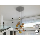 Charlize 16 Light Dimmable LED Cluster Pendant - Multicoloured (With Remote Control)
