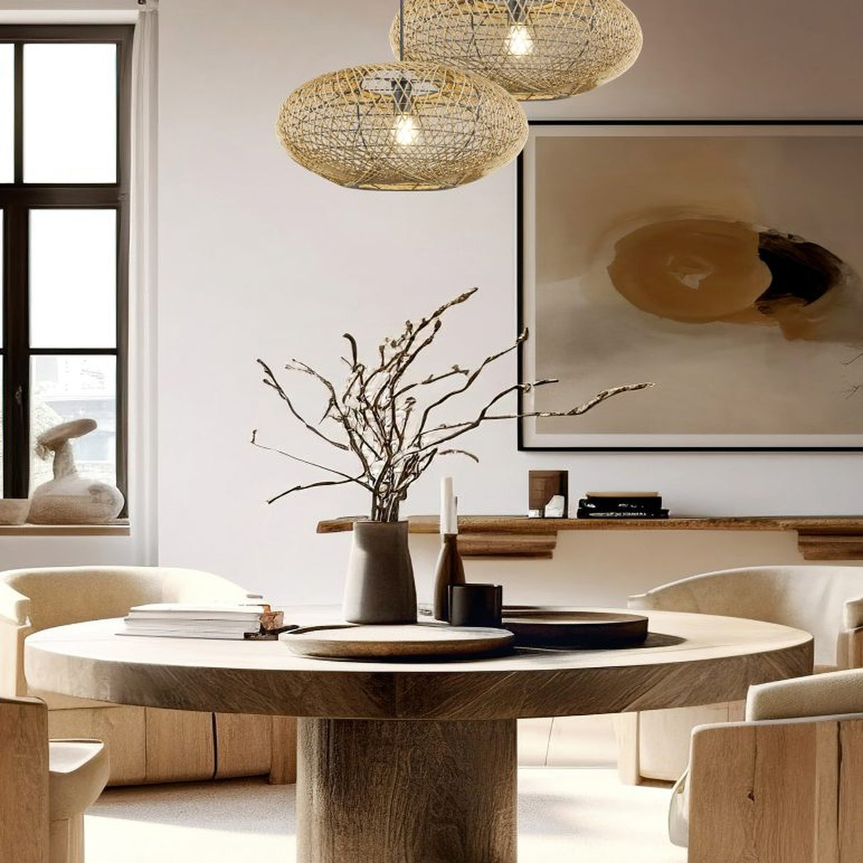 Hedda Rattan Pendant – Matt Black