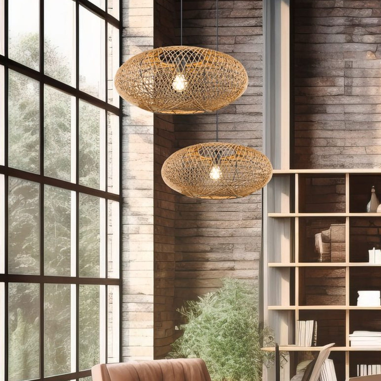 Hedda Rattan Pendant – Matt Black