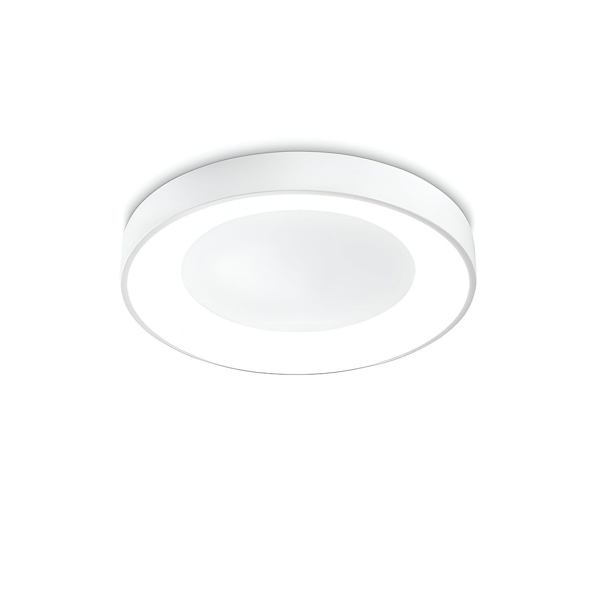 The Solisca LED Ceiling & Wall Light 22W 3000K features a sleek, circular design with a white rim and frosted central panel. Its minimalist aesthetic offers modern, energy-efficient lighting ideal for contemporary interiors. The light is depicted against a plain white background, highlighting its stylish appeal.