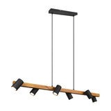 Marley 6 Light Linear Chandelier – Black & Wood
