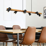 Marley 6 Light Linear Chandelier – Black & Wood