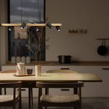 Marley 6 Light Linear Chandelier – Black & Wood