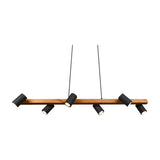 Marley 6 Light Linear Chandelier – Black & Wood