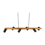Marley 6 Light Linear Chandelier – Black & Wood