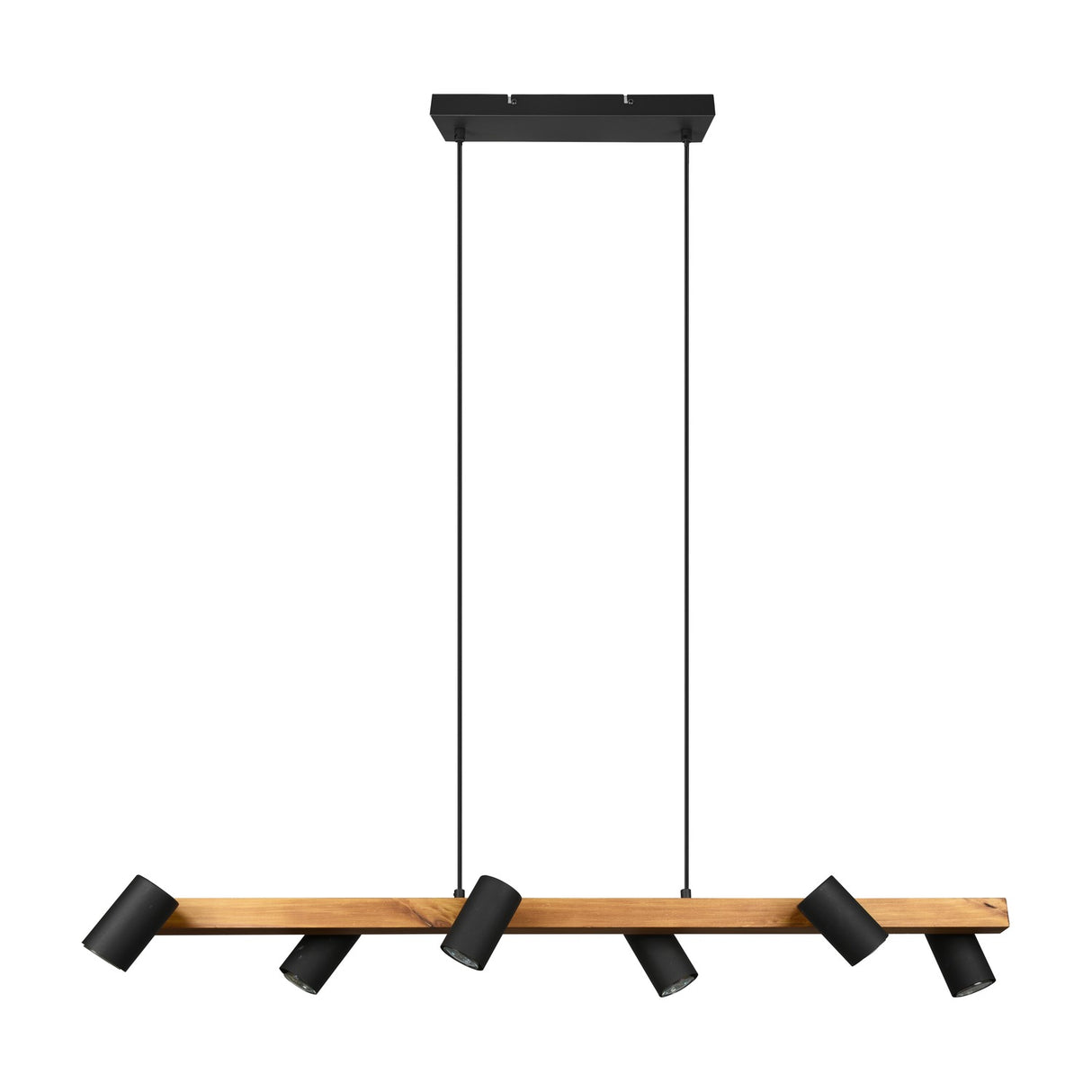 Marley 6 Light Linear Chandelier – Black & Wood