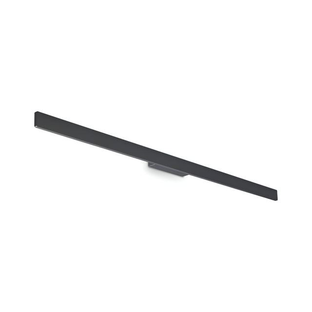 The Reflek Outdoor LED Linear Wall Light 20W 3000K in Anthracite, featuring a sleek and modern design with its black rectangular form, is beautifully displayed against a plain white background. This energy-efficient fixture is versatile for both wall or ceiling mounting and brings an elegant touch to any space at 144cm in length.