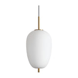 Umile Oval Pendant Light - Satin Gold & White Glass