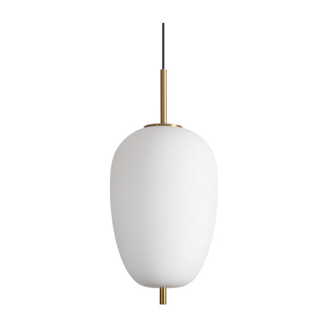 Umile Oval Pendant Light - Satin Gold & White Glass