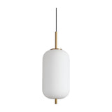 Umile Capsule Pendant Light - Satin Gold & White Glass