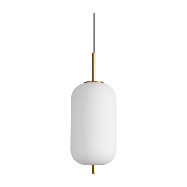 Umile Capsule Pendant Light - Satin Gold & White Glass