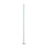 Wynorne LED floor lamp in textured white, a slim tall aluminium column on a round disc base with a frosted acrylic diffuser top, shown against a plain white background.