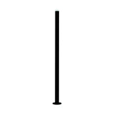Wynorne LED Floor Lamp in textured black, a tall slim aluminium column with a white acrylic diffuser top and flat disc base, shown on a plain white background.