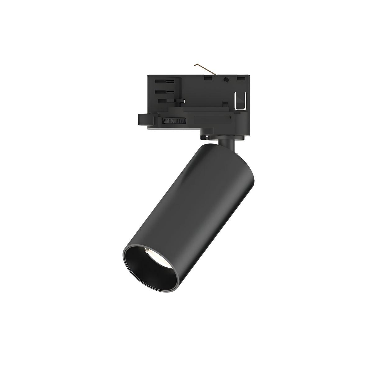 Glimmara LED Three Phase Track Spotlight in black with an 8W cylindrical design and adjustable head, showcased against a plain white background.