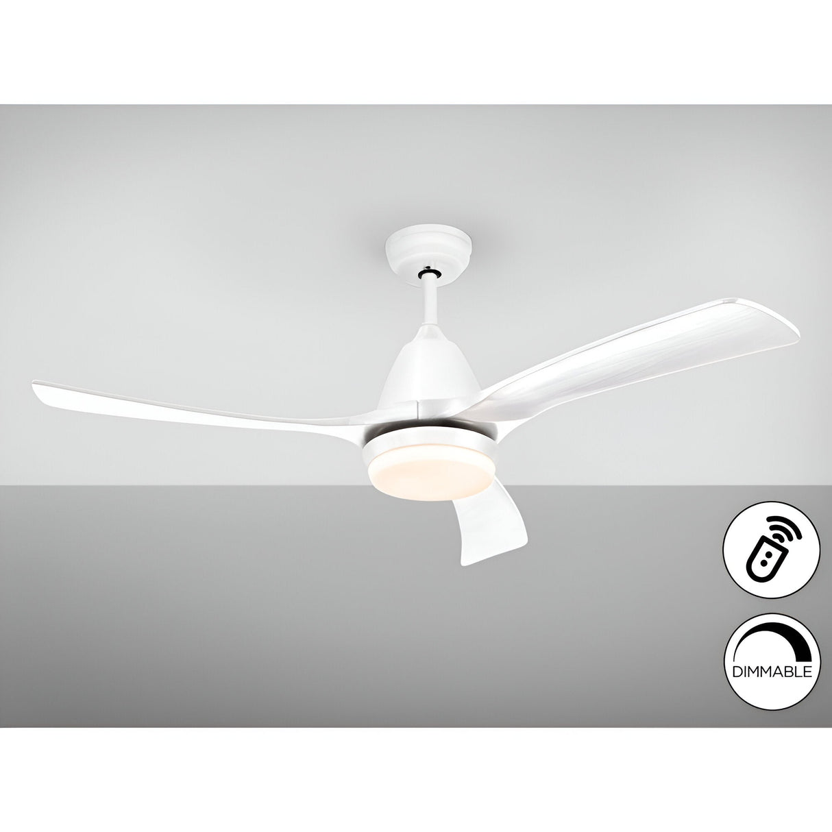 Aspas CCT Dimmable LED Wood Ceiling Fan Light - White