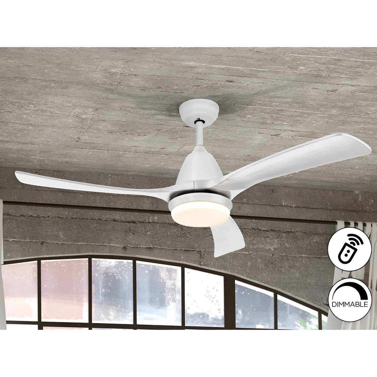 Aspas CCT Dimmable LED Wood Ceiling Fan Light - White