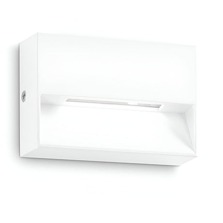 Introducing the Arctis Small LED Outdoor Wall Light 1.5W 3000K in White—a minimalist and energy-efficient wall-mounted fixture with a sleek rectangular design, featuring a small, recessed LED light strip centered perfectly for a contemporary look. This modern piece is built to last outdoors with an IP65-rated durability.