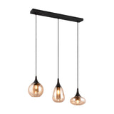 Lumina 3 Light Glass Amber Chandelier – Matt Black