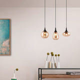 Lumina 3 Light Glass Amber Chandelier – Matt Black