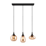 Lumina 3 Light Glass Amber Chandelier – Matt Black