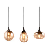 Lumina 3 Light Glass Amber Chandelier – Matt Black