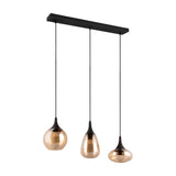 Lumina 3 Light Glass Amber Chandelier – Matt Black