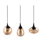 Lumina 3 Light Glass Amber Chandelier – Matt Black