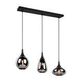 Lumina 3 Light Glass Chrome Chandelier – Matt Black
