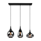 Lumina 3 Light Glass Chrome Chandelier – Matt Black