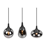Lumina 3 Light Glass Chrome Chandelier – Matt Black