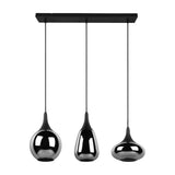 Lumina 3 Light Glass Chrome Chandelier – Matt Black