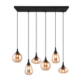 Lumina 6 Light Linear Amber Chandelier – Matt Black