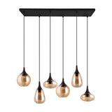 Lumina 6 Light Linear Amber Chandelier – Matt Black
